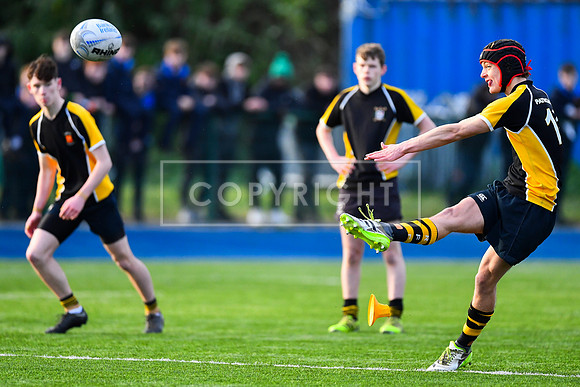 Patrician’s outhalf Joshua O’Keefe opening the scoring with this first half penalty before going off injured soon after.