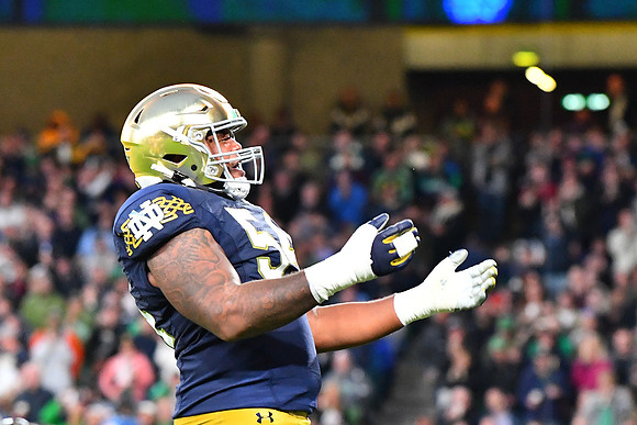 Blake Fisher celebrates the third touchdown.