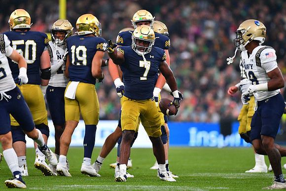 Audric Estime with the celebration.