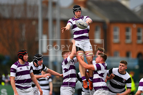 Clongowes Wood second row Sasha Byrne with the lineout win.
